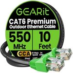 GearIT Cat6 Outdoor Ethernet Cable (CCA Copper Clad, Waterproof, Direct Burial, In-Ground, UV Jacket, POE, Network, Internet