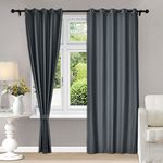 Fcosie Extra Long Cotton Blend Curtains 102 Inches Length Blackout Curtains and Drapes Rustproof Grommet Top Window Treatment Drapery Privacy Panels Draperies (1 Panel, 52W x 102L Inches, Dark Grey)