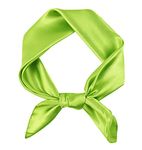 GERINLY Pure Neckerchief Square Scarf Solid Color Accessories for Costume Silk Headband Cosplay Ascot (Green)