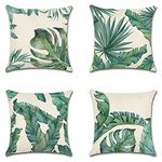 Artscope Set of 4 Decorative Cushion Covers 45x45cm, Tropical Plants Waterproof Throw Pillow Covers, Perfect to Outdoor Patio Garden Bench Living Room Sofa Farmhouse Decor