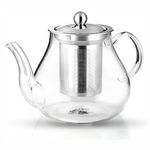 Octavius | Pear Shape Glass Tea Pot with Infuser - 800 ml | Borosilicate Glass | Heat Resistant | Green Tea Maker | Loose Leaf Tea Maker | Ideal for 5 Cups