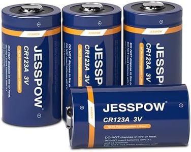 JESSPOW CR123A 3V Lithium Battery 4 Pack, 123A Batteries 3V High Power Long-Lasting for Tactical Flashlight, Microphones【Non-Rechargeable】