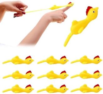 WENFENG 10 PCS Slingshot Chicken Rubber Chicken Flick Chicken Flying Chicken,Turkey Slingshot,Flingers Stress Gag Toys,Funny Christmas ,Easter Chicks Party Activity for Children (Yellow)