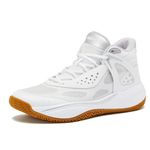 AND1 Revel Mid Men’s Basketball Shoes, Indoor or Outdoor Basketball Sneakers for Men, Street or Court, Sizes 7-16, White/Silver Grey, 11 Women/9.5 Men