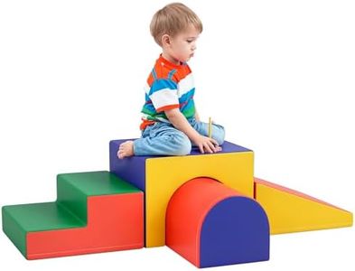 HOMCOM Baby Soft Play Set, 4 Piece Soft Play Equipment for Toddlers 12-36 Months, Climb and Crawl Foam Play, Kids Activity Play Toy, Red