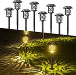 Quntis 8 Pack Solar Lights Outdoor Garden Stake LED Garden Solar Lights Waterproof IP65 Solar Path Lights Warm White for Garden Patio Yard Pathway Dusk to Dawn Auto On/Off