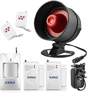 KERUI Wireless Security Burglar Door Alarm System Kit for Garage Shed House Hotel Shop Apartment, Weatherproof Siren Horn with Remote Control Door Contact Sensor,Motion Sensor,Loud Up to 115db
