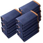 VEVOR Moving Blankets, 80" x 72", 65 lbs/dz Weight, 12 Packs, Professional Non-Woven & Recycled Cotton Packing Blanket, Heavy Duty Mover Pads for Protecting Furniture, Floors, Appliances, Blue/Orange