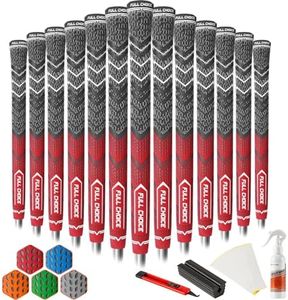 Full Choice Cross Corded Golf Grips 13 Pack, Low Taper Design, Choose from 13 Grips or 13 Grips with All Kits, 3 Sizes 5 Colors Options, Multi-compound Hybrid Golf Club Grips, CG01 Series