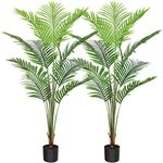 CROSOFMI Artificial Areca Palm Tree 5 Feet Fake Tropical Palm Plant,Perfect Faux Dypsis Lutescens Plants in Pot for Indoor Outdoor Home Office Garden Modern Decoration Housewarming Gift,2Pack