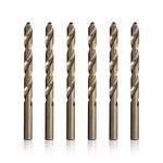 Drill America DWDCO Series Cobalt Steel Jobber Length Drill Bit, Gold Oxide Finish, Round Shank, Spiral Flute, 135 Degrees Split Point, Q Size, 4-3/4" Length (Pack of 6)