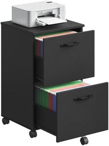 VASAGLE 2-Drawer File Cabinet, Filing Cabinet for Home Office, Small Rolling File Cabinet, Printer Stand, for A4, Letter-Size Files, Hanging File Folders, Industrial, Matte Black UOFC040B16