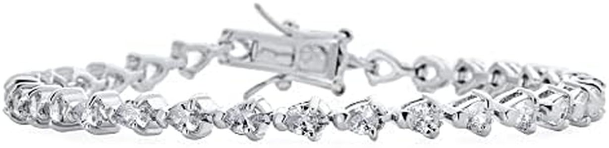Traditional Bridal Jewelry Slender Danity Cubic Zirconia AAA CZ Pear Shape Tennis Bracelet Teardrop for Women Wedding Silver Plated 7 Inch