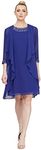 S.L. Fashions Women's Chiffon Tier Jacket Dress with Bead Neck, Iris, 18