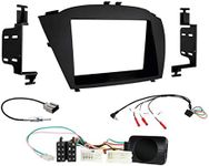 Compatible with Hyundai ix35 2014-2015 Full Car Stereo Installation Kit, BLACK Double DIN fascia panel, steering wheel control interface, Amplified models only