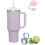 BUXIUGAN Tumbler, Insulated Stainless Steel Water Bottle with Straw and Handle | Iced Coffee Travel Mug | Leak Proof Vacuum Quencher for Hot Iced Coffee | Gift for Anyone（40oz）