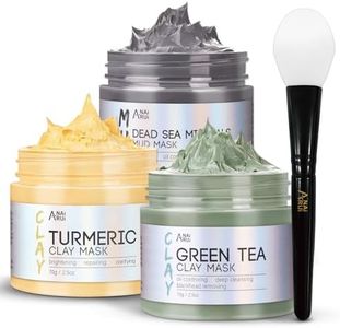 ANAI RUI Turmeric Clay Mask - Green Tea Clay Mask - Dead Sea Minerals Mud Mask, Spa Facial Mask Set, 2.5 oz each