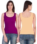 17Hills® Pack of 2 Premium Tank Top Vest Top Camisole Sando Spaghetti Inner Wear Camis for Women,Girls (Skin|Purple) Size-XS