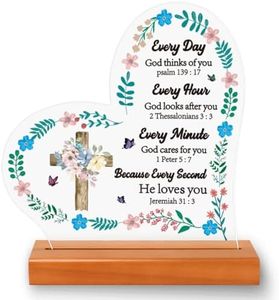 Lodeskee Encouragement Gifts for Christian Inspirational Religious Gifts Bible Verse Scripture Gifts for Christian Friend-God Thinks of You Acrylic Desk Signs