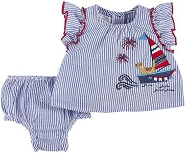Mud Pie Baby Girls Pinafore Set, Sailboat, 0-3 Months