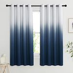 PONY DANCE Blackout Curtains Eyelet - 54 Drop Navy Gradient Curtains for Living Room Light Blocked & Noise Reduce Window Treatment for Bedroom, 2 Panels, W 52 inch by L 54 inch