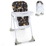 KOTEK Foldable Baby High Chair w/ 7-Position Adjustable Seat Height, Adjustable Backrest, Footrest and Tray, Portable Baby Dining Chair w/ Detachable PU Leather Cushion, Wheels for Infant Toddler (Leaf Black)