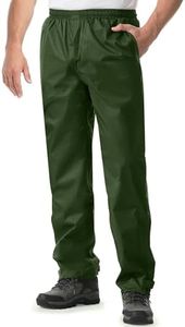iCreek Men's Rain Pants Waterproof Breathable Lightweight Rain Over Pants (Army Green, 4X/30 Inseam)