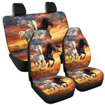 Tomeusey Car Seat Covers Full Set for Trucks Vans and SUVs, Black White Horse Front Rear Seat Protector Set of 4 Pcs for Most Cars Interior Seat Protective Cover