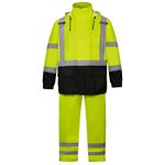 SRsafety high visibility rain gear, Class 3 High Visibility Work Rain Gear for Men, Construction Rain Suits., Yellow, 2XL/3XL