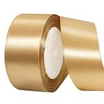 22m Champagne Gold Ribbon Satin Ribbon 40mm Wide,Thick Gold Ribbon Gift Ribbon Fabric Ribbon Christmas Ribbon Gift Wrapping Hair Bow Cake Craft Car Wedding Party Valentine's Day Xmas Decoration