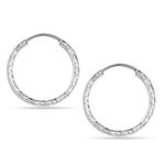 Silver Style 925 Sterling Silver Bali Hoop Earrings for Women & Girls, 25 Millimeters