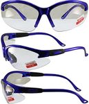 Global Vision Contender Bifocal Safety Glasses for Men or Women Blue Frame with Clear Lens ANSI Z87+ 1.0 to 2.5 (2.00)