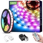 Lepro LED Strip Light 5M, Dimmable RGB LED Strips with Remote, Colour Changing Room Lights, Plug in LED Lights for Bedroom, Living Room, TV, Kitchen, Kids Room (5M, 150 Bright 5050 LEDs)