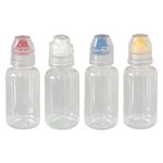 4pcs Mini Honey Squeeze Bottle Refillable Condiment Container Dispenser with Flip Top, Camping/Travel Size Leakproof Bottles for Syrups, Ketchup, Salad Dressing, Cooking Oils