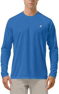 Roadbox Mens UPF 50+ UV Sun Protection Shirts Outdoor Long Sleeve SPF Diving Rash Guard for Fishing Hiking Swimming Vivid Blue