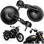 Premium Handle Bar End Mirror compatibility for Jawa 42, Bobber, Classic, Yezdi Roadster, Scrambler, New Reborn Classic, Left and Right Side, Pair