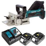 Makita DPJ180Z 18V LXT Cordless Biscuit Jointer with 2 x 5Ah Batteries & DC18RC Charger