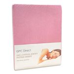 Jersey Fitted Sheet Stretch 100% Cotton 40cm Extra Deep (Pink, Single 100 x 200cm)