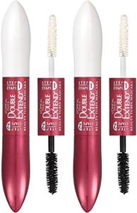 L'Oreal Paris Makeup Double Extend Beauty Tubes Lengthening Mascara, Blackest Black (Pack of 2)