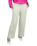 Mlada Mid Waist Wide Leg Flared Pants Elastic Waist Band for Women Office Work Formal Wear Stretch Cotton Knit Flare Pants Utility Pockets Extra Flare Pants Trousers for Travel Sand