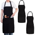 Gala Houseware Kitchen Bib Apron,black aprons pack of 2,Chef Aprons with Long Tie and 3 pockets for Adult Men and Women,