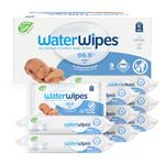 WaterWipes Plastic-Free Original Baby Wipes, 99.9% Water Based Wipes, Unscented & Hypoallergenic for Sensitive Skin, 540 Count (9 packs), Packaging May Vary