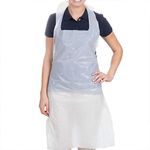 Premium Quality 100 Disposable Aprons for Adults White | Waterproof Apron Pack | Plastic Aprons Medical Virus Protection - PPE Aprons Disposable - Throw Away Single Use Aprons