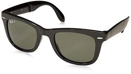 Ray-Ban Unisex's Folding Wayfarer Sunglasses, Black Frame/Green Polarized Lens, 50 mm