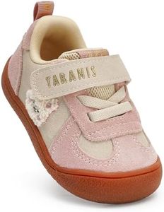 TARANIS First Walker Shoes with Flexible Rubber Sole & Wide Toe Box Stage 1 Toddler Sneakers for Boys Girls | Lightweight Barefoot Feel Baby Shoes A Pink