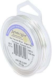 Artistic Wire 1.0 mm Silver Plated Tarnish Resistant Colored Copper Craft Wire, 18 Gauge, 20 ft