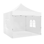 THESHELTERS - 10x10 ft Outdoor Tent Super Heavy Duty (32Kgs) Gazebo Canopy Tent: Instant Shelter, Waterproof Comfort with European Detachable Side Covers (White)