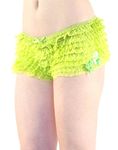 Starline Lingerie Sexy Ruffle Frilly Heart Soft Mesh Knickers (Yellow Green) (S/M (Dress Size 6-10), Yellow-Green/Harlequin)