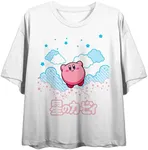 Kirby in The Clouds Women's White Boyfriend Crop T-Shirt-Large