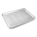 Large Baking Tray, Homikit Stainless Steel Sheet Pan 40x30x2.5cm, Rectangle Traybake Tin for Baking Cookies, Focaccia, Meat, Healthy & Sturdy, Mirror Finished & Dishwasher Safe, Corrugated Design